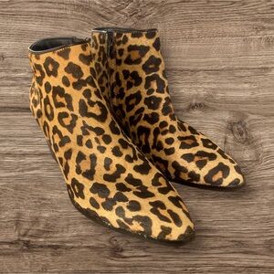 Bleecker & Bond Riley Animal Print Calf Hair Side Zip Ankle Boots